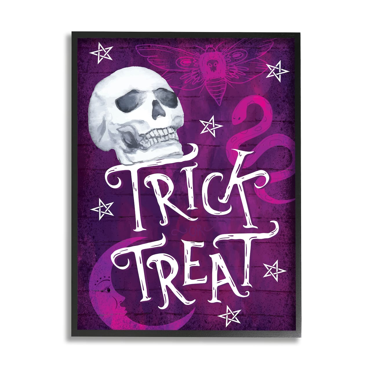 Stupell Industries Trick or Treat Purple Halloween Framed Giclee Art